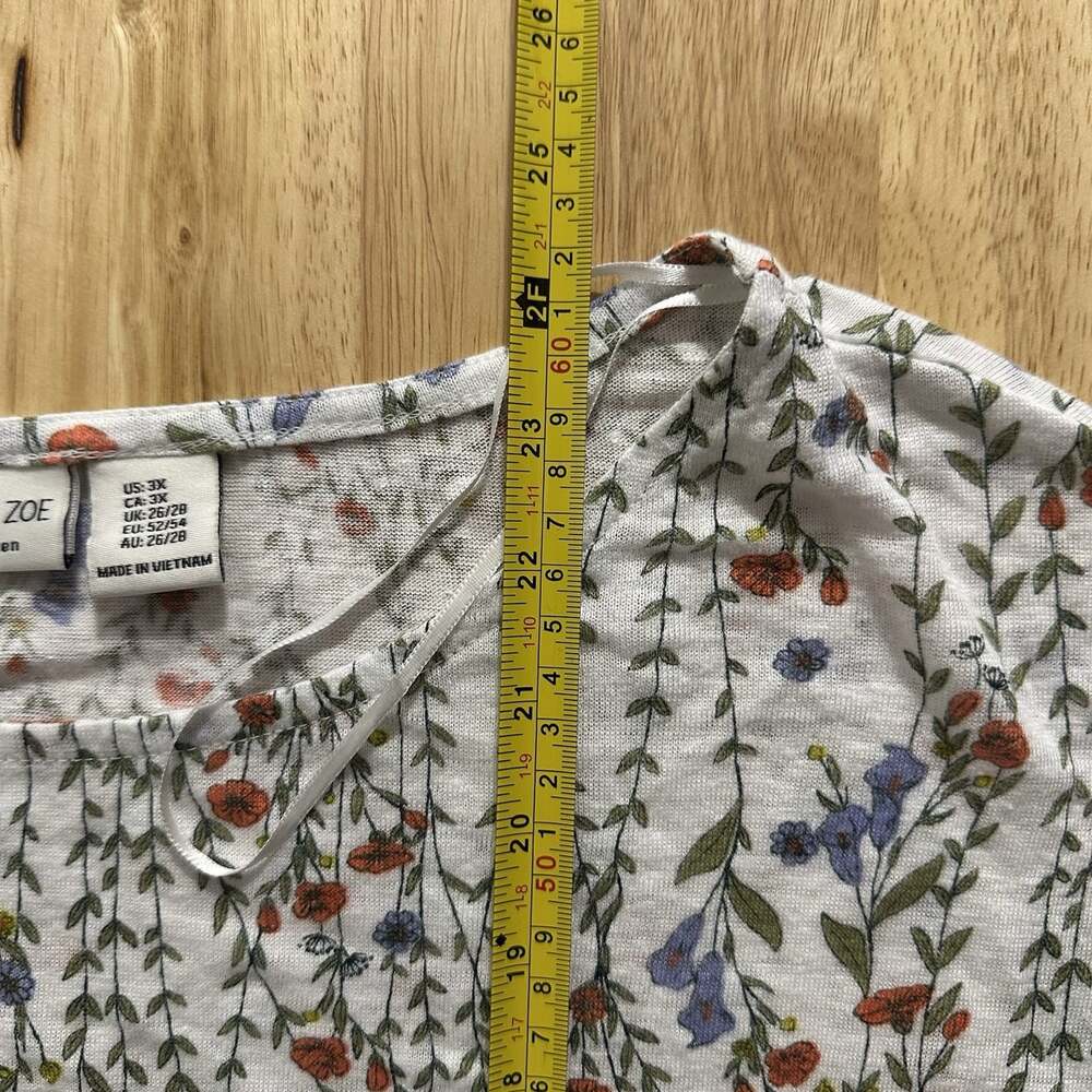 Rachel Zoe Women’s 100% Linen 3X Plus Size Flowy Floral 3/4 Sleeve Blouse - Picture 6 of 6